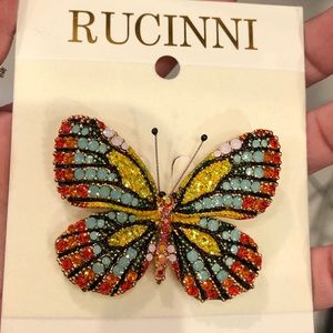 Colorful Butterfly Pin with Swarovski Crystals